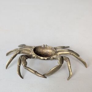 VTG Solid Brass  Crab Trinket Ashtray  Unique Coastal Seaside Cottage